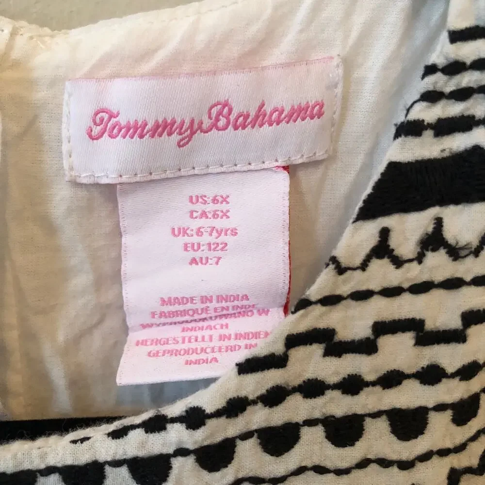 Tommy Bahama Girl White & Black Sleeveless Dress Size 6x